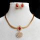 Handicraft Brass Metal Jewellery Crystal Pendant Set